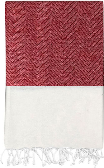 Pestemal Beach Towel Red with Fringes 90x180cm.