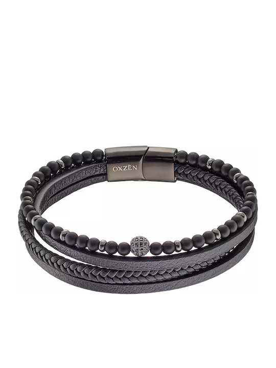 Oxzen Men's Leather Bracelet 19cm