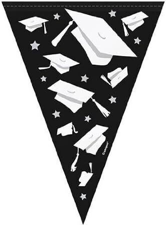Γιρλάντα Σημαιάκια Congrats Grad Silver Black White 274 Εκ