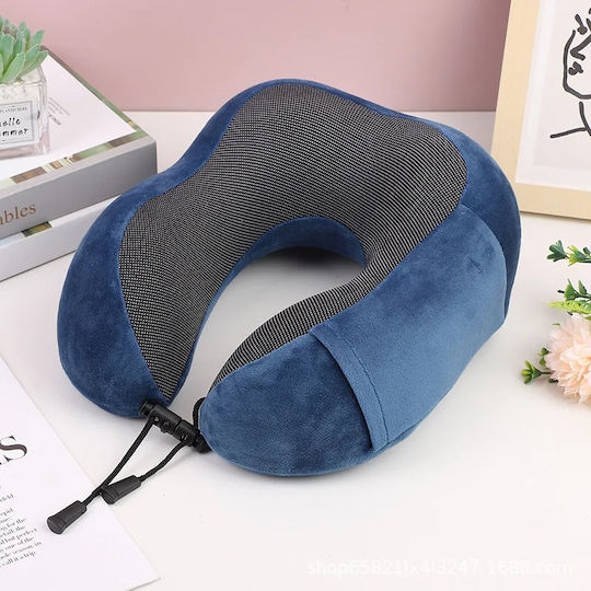 Kourk Travel U-shape Memory Foam Travel Pillow Travel Set Pillow with Carrying Case 24x26x12cm Blue