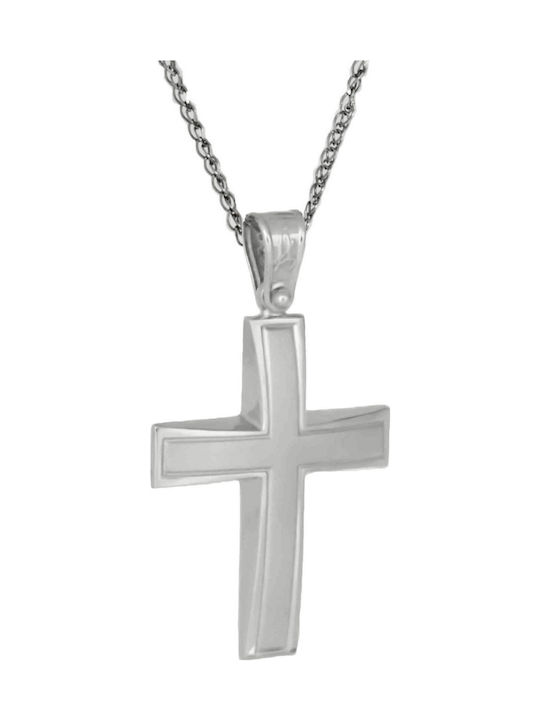 Herren Weißgold Kreuz 14K mit Kette