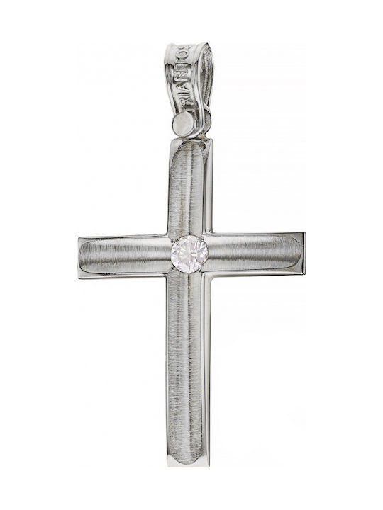 Triantos Crucifix de Aur Alb 14K Fără Lanț