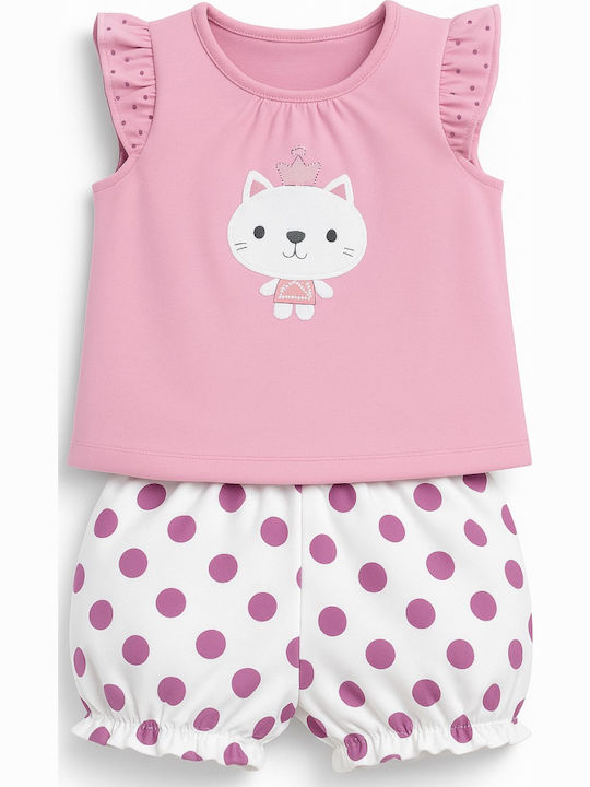 Lullaby Kids Clothing Sets with Shorts Pink White 2 Pieces