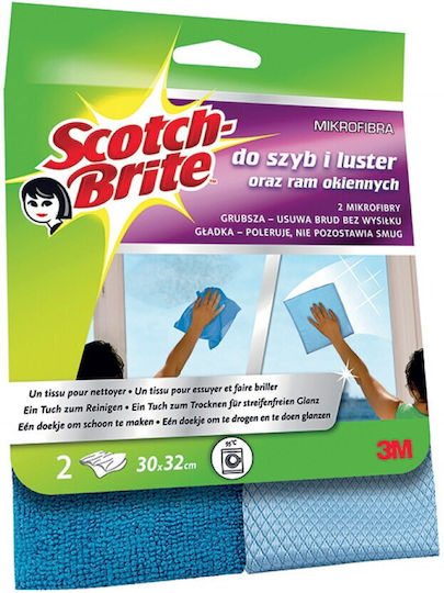 Lavete Super Absorbante din Microfibră pentru Geamuri 30 x 32 cm Set 2 Bucăți 3M Scotch Brite Albastre