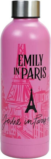 Gim Emily In Paris Sticlă Pentru Copii Termos Din Oțel Inoxidabil Cu Capac Cu Filet Antivărsare Roz 530ml