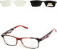 Alpin Clip On Women's Reading Glasses +2.50 with Magnet in Brown Color