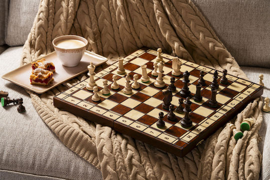 Wooden Tournament Chess Jupiter No 4 42x42cm Burned Weighted Metal
