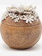 Estheti Home Cutie Decorativă Rotundă Flori Polirezina Lemn Natural Argintiu 9.5x9.5x9.5cm 819-00550