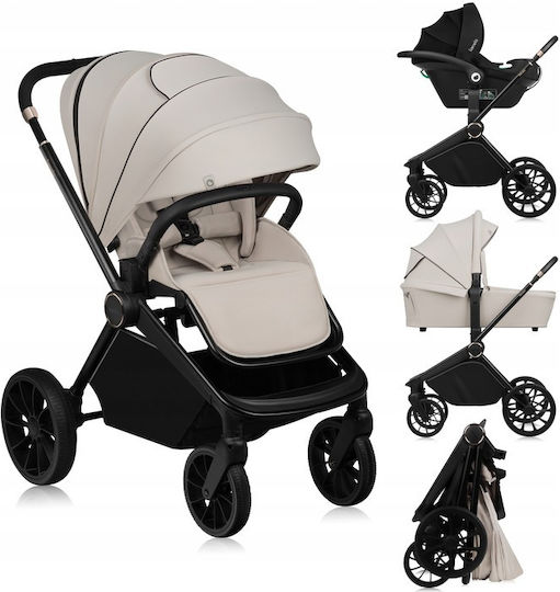 Lionelo Mika Adjustable 3 in 1 Baby Stroller Suitable for Newborn Beige Sand 10.9kg