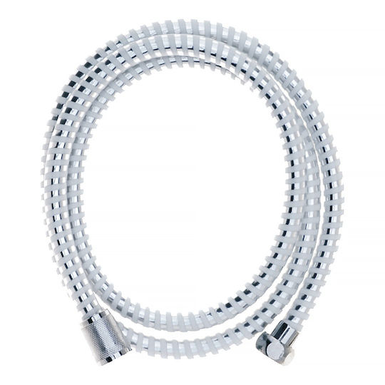 Double Safety Bathroom Shower Hose St.st Cone White Chrome Interflex 022122 1.50m Blister