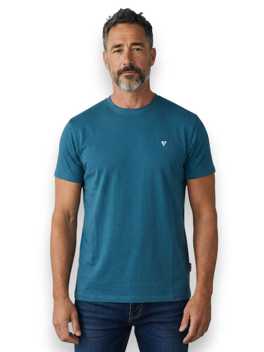 Frank Tailor Блуза с къс ръкав Petrol Blue