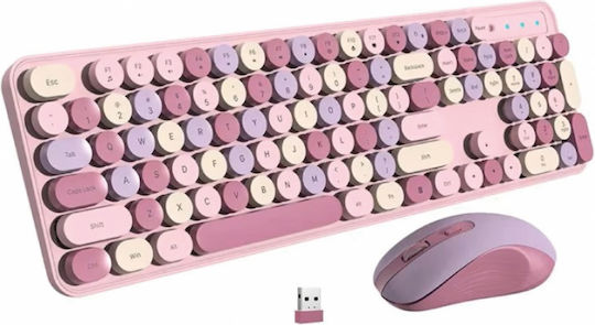 CK280+892 Kabellos Tastatur & Maus Set Englisch US Rosa