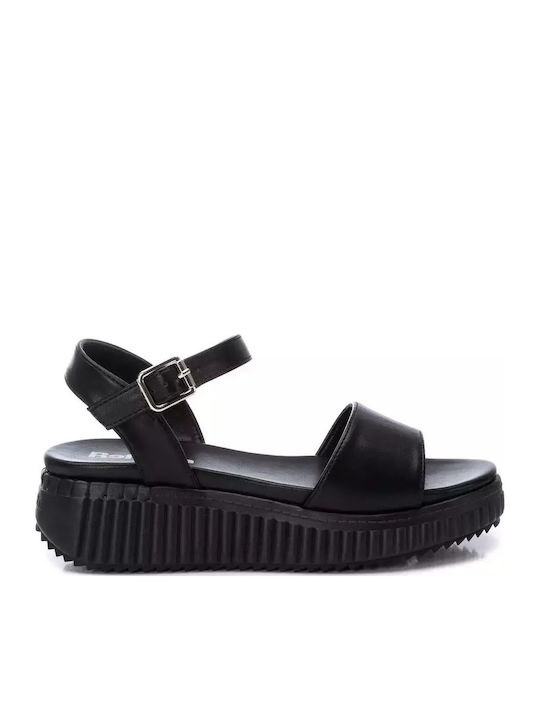 Refresh Γυναικεία Σανδάλια Flatforms Μαύρα