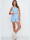 Women's Blouse Cotton Sleeveless Blue
