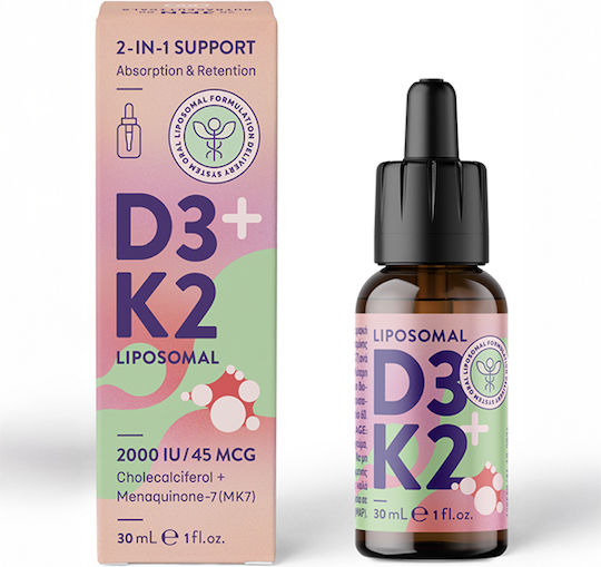 JMN D3+K2 Liposomal Vitamin for Immune System Boost & Bone Health 2000iu 45mcg 30ml