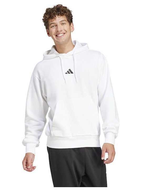 adidas Feelcozy Φούτερ Λευκό με Κουκούλα
