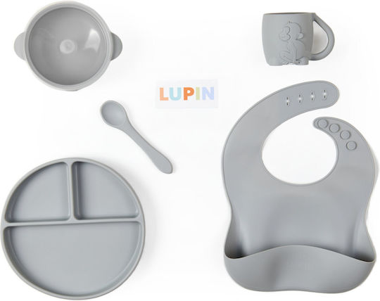 Lupin Σετ Φαγητού Grey, Monkey, από Σιλικόνη Γκρι 5τμχ