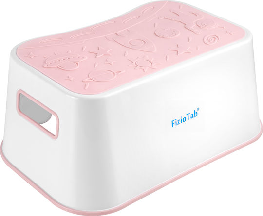 Fiziotab Space Booster Seat Non-slip Surface Handles Stool Type Use At Sink Bathroom Kitchen Pink