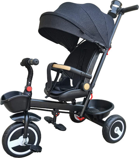 Bike Toys Kids Tricycle with Storage Place Parental Handle & Sunshade for 1-3 Years Black