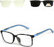 Alpin Clip On Men's Reading Glasses +1.00 with Magnet in Blue Color