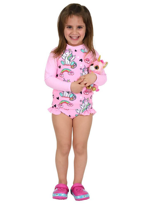 Waves Kids Swimwear One-Piece Pink