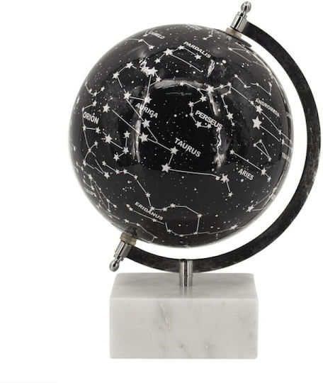 Artekko Globe Black Decorative Sphere Celestial Bodies Marble Base 20.3x20.3x30 Cm 20.3cm X 20.3cm X 30cm