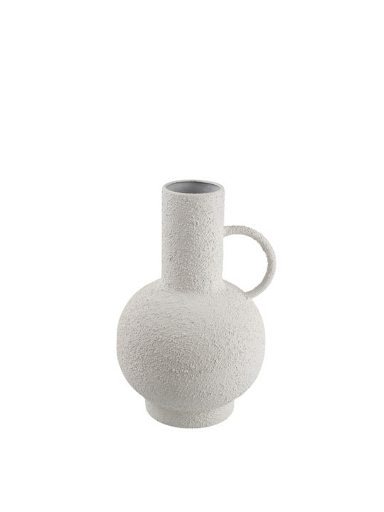 Metallic Vase With Handle White 19.5x18.5x28cm