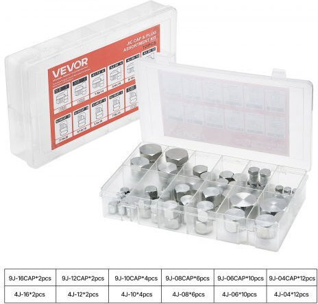 Vevor Kit Cu 72 Bucăți Accesorii Hidraulice Capace Și Dopuri Pentru Furtun Hidraulic 37° Jic