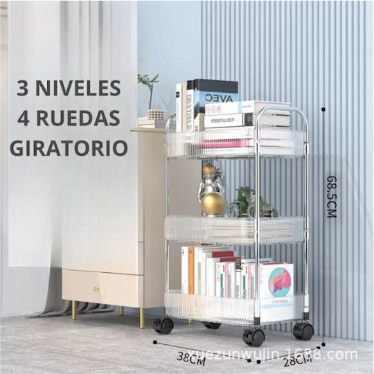 Metallic Kitchen Trolley 3 Tiers Silver