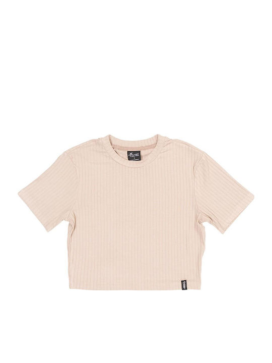 Target Γυναικείο Crop Top Κοντομάνικο Μπεζ