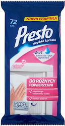 Wet Wipes for Plastic Laminated Surfaces 72 Pieces Pack Presto Antistatic Effect