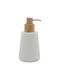 Karvounis Spender Seifenspender Polyresin & Bamboo Streifenspender Weiß 8,5×8,5×16,5cm Br21-901 Br21-901