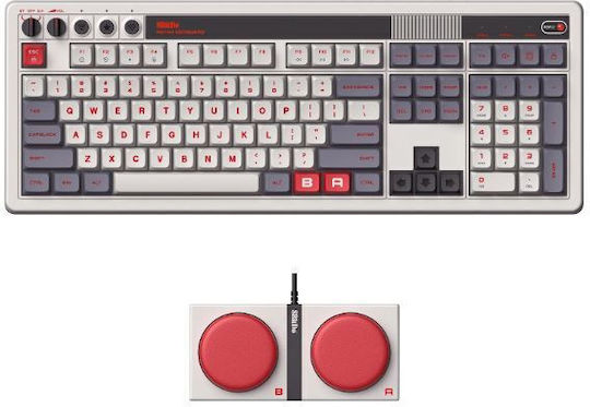 8Bitdo Retro N Edition Ασύρματο Gaming Μηχανικό Πληκτρολόγιο με Custom διακόπτες (Αγγλικό US) Γκρι