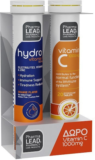 Pharmalead Βιταμίνη C Vit. D, Zinc για Ενίσχυση του Ανοσοποιητικού, τo Δέρμα & Αντιοξειδωτική δράση 1000mg Λεμόνι 2 x 10 αναβράζοντα δισκία
