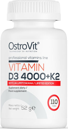 OstroVit Βιταμίνη D3 & K2 για Ενίσχυση του Ανοσοποιητικού & την Υγεία των Οστών 4000iu 110 ταμπλέτες