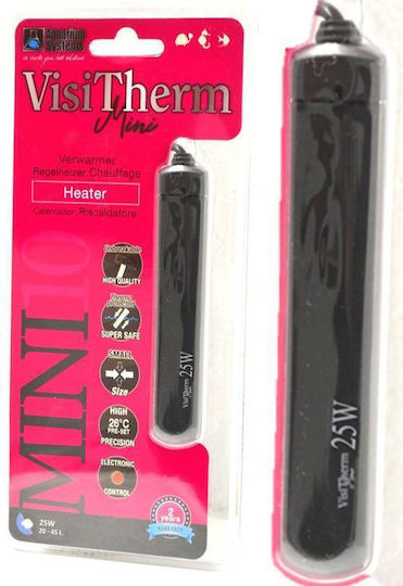 Mini Water Heater with Pre-Set Thermostat +25°C Aquarium Systems Heater Visitherm Mini Plastic 25 W