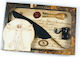 Francesco Rubinato Set Calligraphy Pen with Feather Brown with Blue Ink and with 1 Replacement Nibs