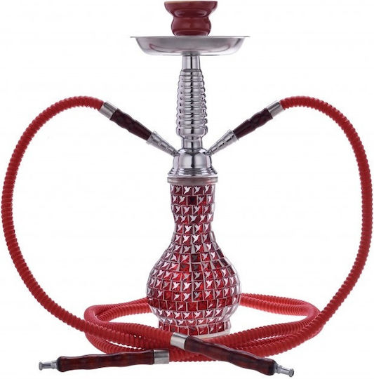 Al Malik Ναργιλές Khouribga Cristal Διπλός Κόκκινος 38cm 18563