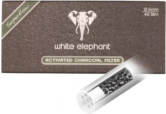 Тръбни Филтри За Тютюн White Elephant 6mm С Активен Въглен 45 Филтри 1 Пакет