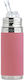 Pura Kids Water Bottle Thermos Stainless Steel with Straw Pink 266ml