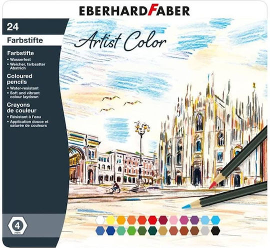Eberhard Faber Ξυλομπογιες Polycolor Σετ 24 Χρωματων Μεταλλικη Κασετινα 5161-24