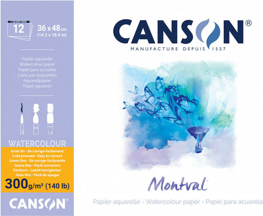 Canson Montval Aqua Kalt 300gr 36x48 12 Blätter