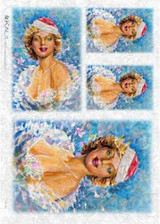 Natural Tracing Paper Kalit Christmas Miss Santa 30x45cm