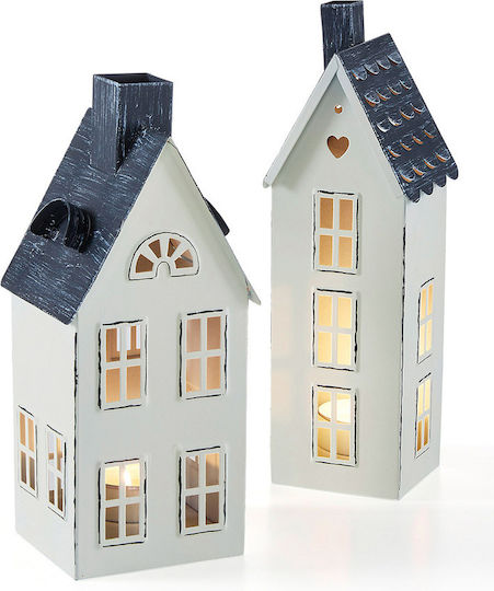 Euronova Christmas Decorative House White 8cm. 2pcs
