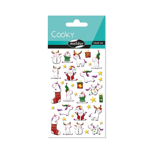 Cooky Xmas Unicorn Stickers Set 28 Pieces 7.5x12cm