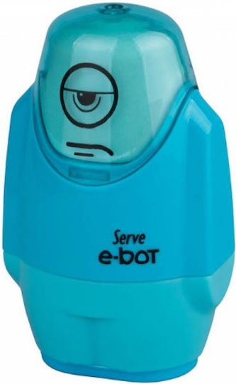 Serve E-bot Πλαστική Διπλή Ξύστρα Γαλάζια με Γόμα