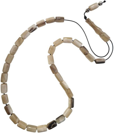 Horn Worry Beads with 33 Beads Katsikas Beige 1.4cm