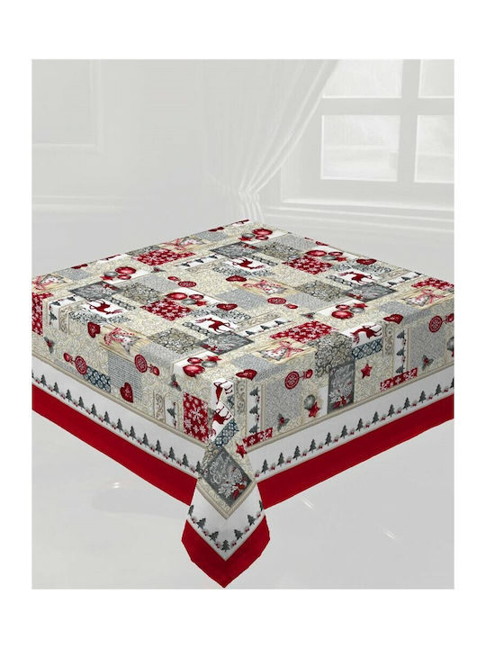 Vassiliadis Bros Christmas Tablecloth Square Fabric Gray L140xW140cm.