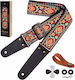 Nefelibata Retro Guitar Strap Free Strap Buttons 2 Strap Locks 4 Guitar Picks Red Flower