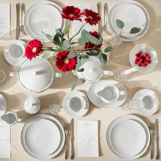 Cmielow White Porcelain Dinnerware Set 44pcs